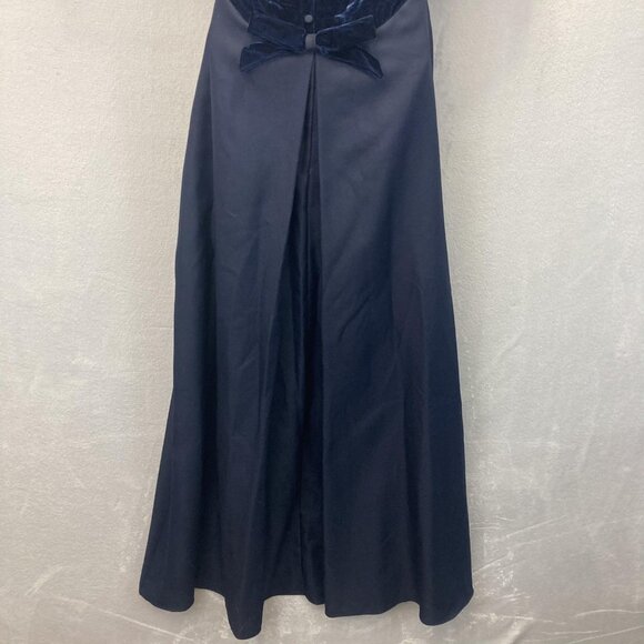 Vintage 90s Empire Waist Velvet Gown Dress Womens 11/12 Navy Blue Made in USA - Picture 10 of 14